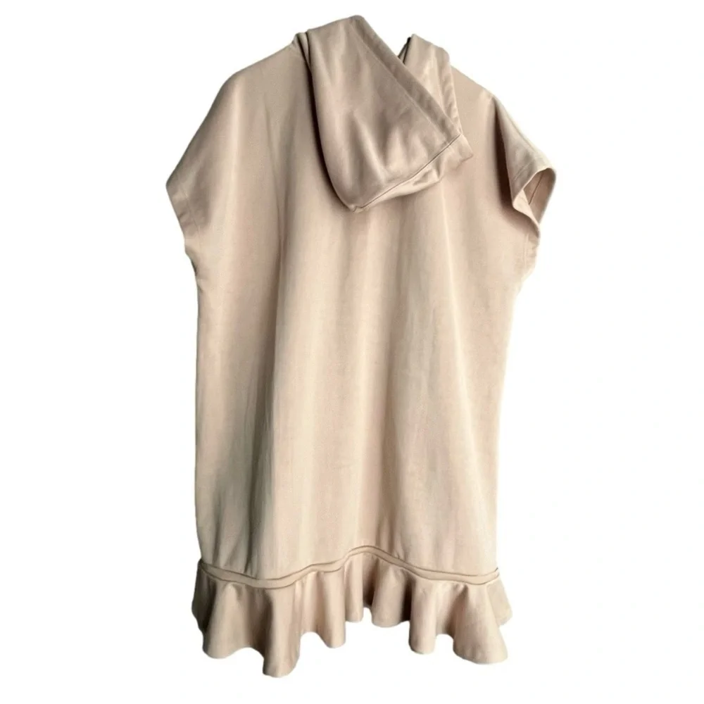 CARVEN Technical Jersey Ruffled Hooded Tunic Dress Size Medium Blush Pink - Picture 4 of 9